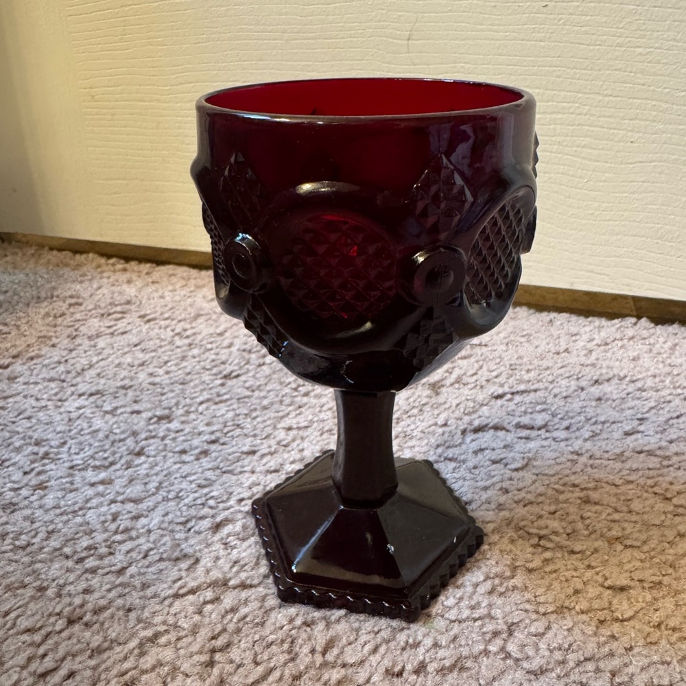 Vintage Ruby Red Goblet